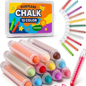 JustRed Dustless Chalk 12 Colors Kids Drawing Set-0