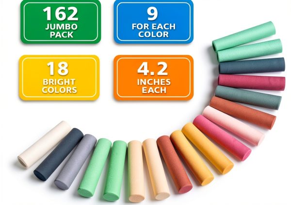 Feela Sidewalk Chalk 162 Pack Kids Drawing Colors Non Roll-2