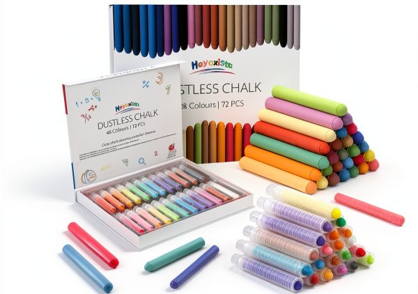 Heyoxista Kids Drawing Chalks Dustless Multicolor 72 Pack-0