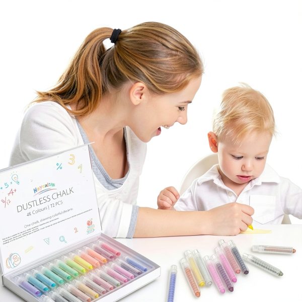 Heyoxista Kids Drawing Chalks Dustless Multicolor 72 Pack-8