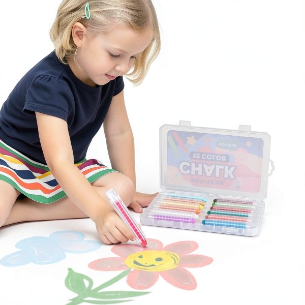 JustRed Dustless Chalk 12 Colors Kids Drawing Set-1