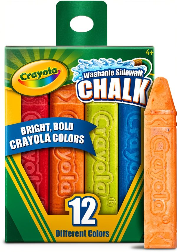 Crayola Outdoor Chalk 12ct Washable Antiroll Kids Art-0