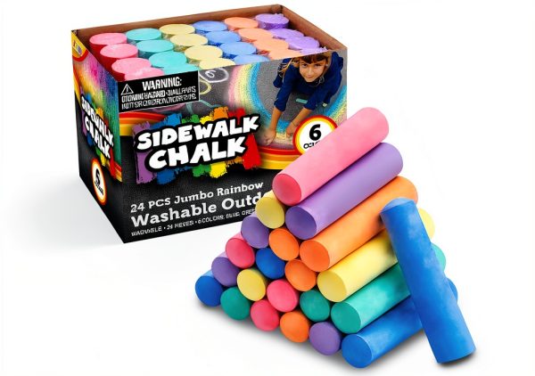Joyin Washable Chalk Set 24 Pieces Kids Outdoor Drawing-0