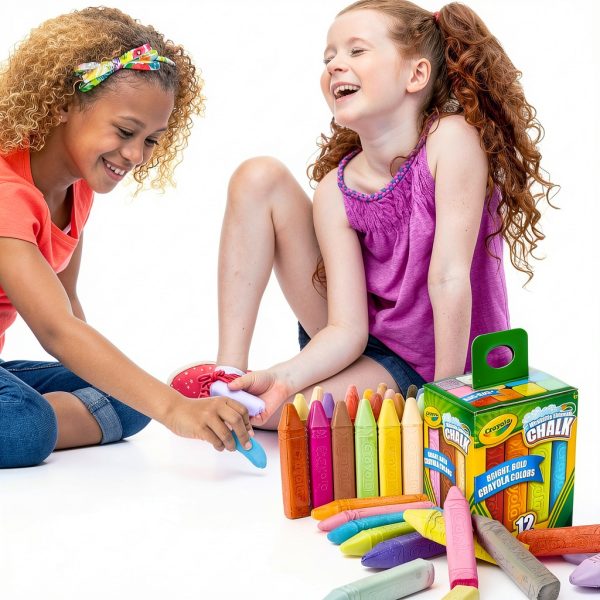 Crayola Outdoor Chalk 12ct Washable Antiroll Kids Art-6