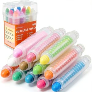 Zhenbuco Dustless Chalk 12 Colors Twistable Holder Kids Art-0