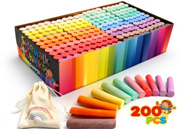 SMALL FISH Jumbo Sidewalk Chalk Set 200 Washable Colors-0