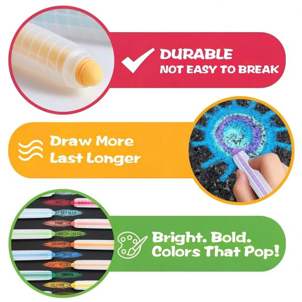 JustRed Dustless Chalk 12 Colors Kids Drawing Set-3