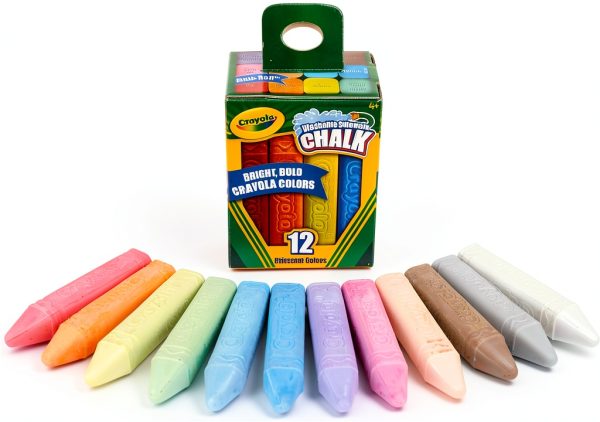 Crayola Outdoor Chalk 12ct Washable Antiroll Kids Art-2
