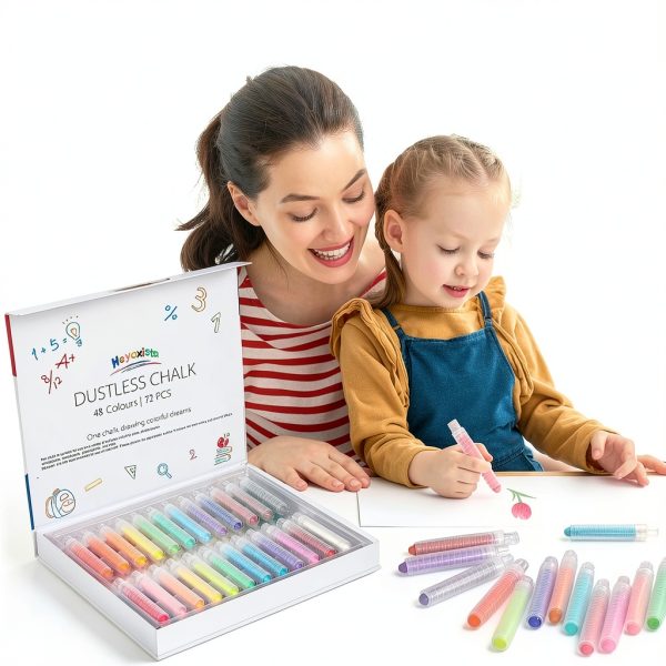 Heyoxista Kids Drawing Chalks Dustless Multicolor 72 Pack-1