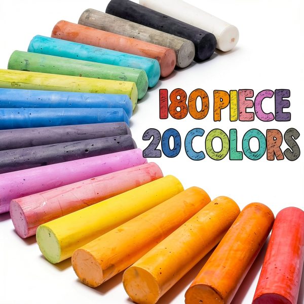 JASNKKONT Kids Drawing Chalks 180 Set Washable Non-Toxic-1