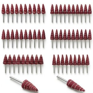 TSV 60Pcs Cone Shape Abrasive Flap Wheels, 1/8" Shank Sandpaper Grinding Heads, 80-600 Grits Flap Wheel Sander for Drill, Die Grinder-0