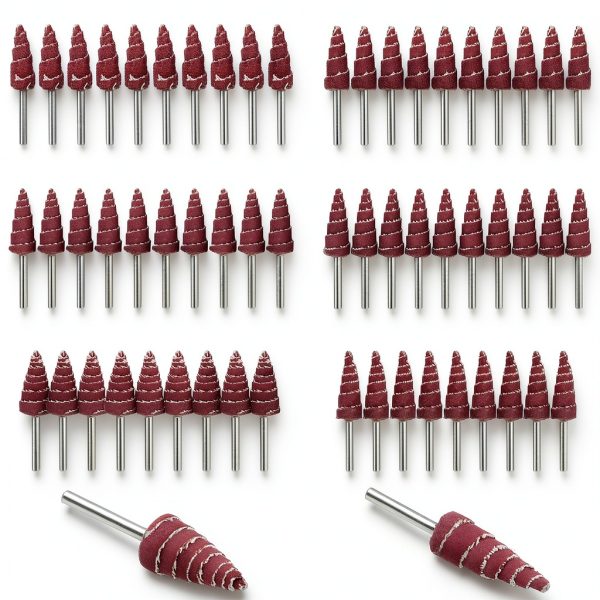 TSV 60Pcs Cone Shape Abrasive Flap Wheels, 1/8" Shank Sandpaper Grinding Heads, 80-600 Grits Flap Wheel Sander for Drill, Die Grinder-0