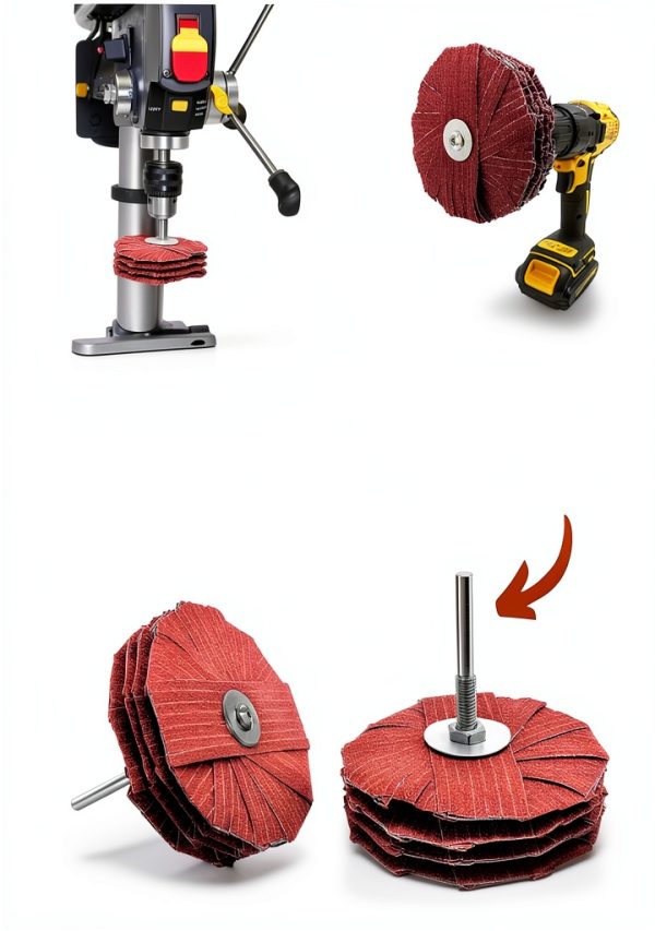 LINE10 Tools 4 inch Sanding Mop Kit 3 Wheels 80 120 240 Grit 1/4 Shank-2