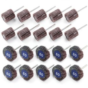 AUTOTOOLHOME 20PCS Abrasive Flap Wheel Sander 80 Grit 1/8" Shank Diameter 32mm 3/8" Thick and 1" Abrasive Sandpaper Flap Sanding Wheel Grinding Head Rotary Tool for Grinding and Polishing-0