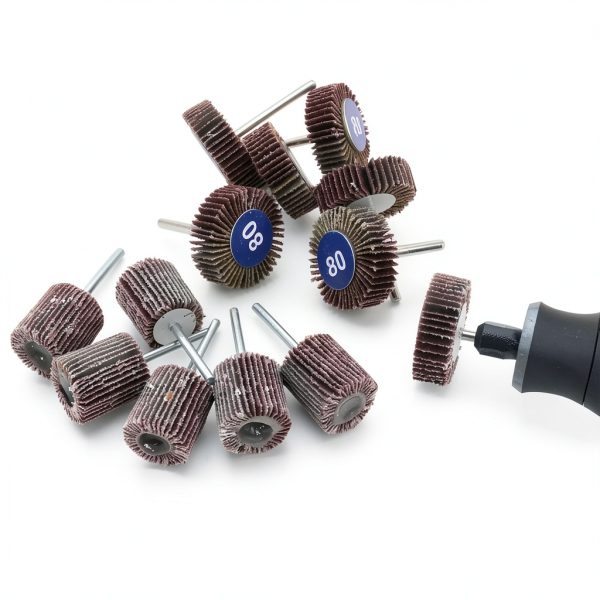 AUTOTOOLHOME 20PCS Abrasive Flap Wheel Sander 80 Grit 1/8" Shank Diameter 32mm 3/8" Thick and 1" Abrasive Sandpaper Flap Sanding Wheel Grinding Head Rotary Tool for Grinding and Polishing-1